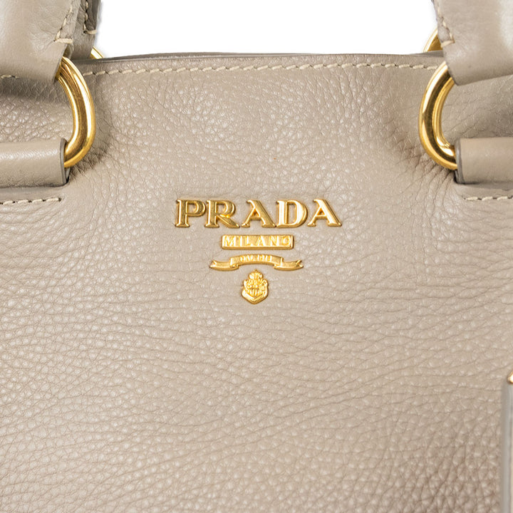 Prada Gray Leather Vitello Daino Tote