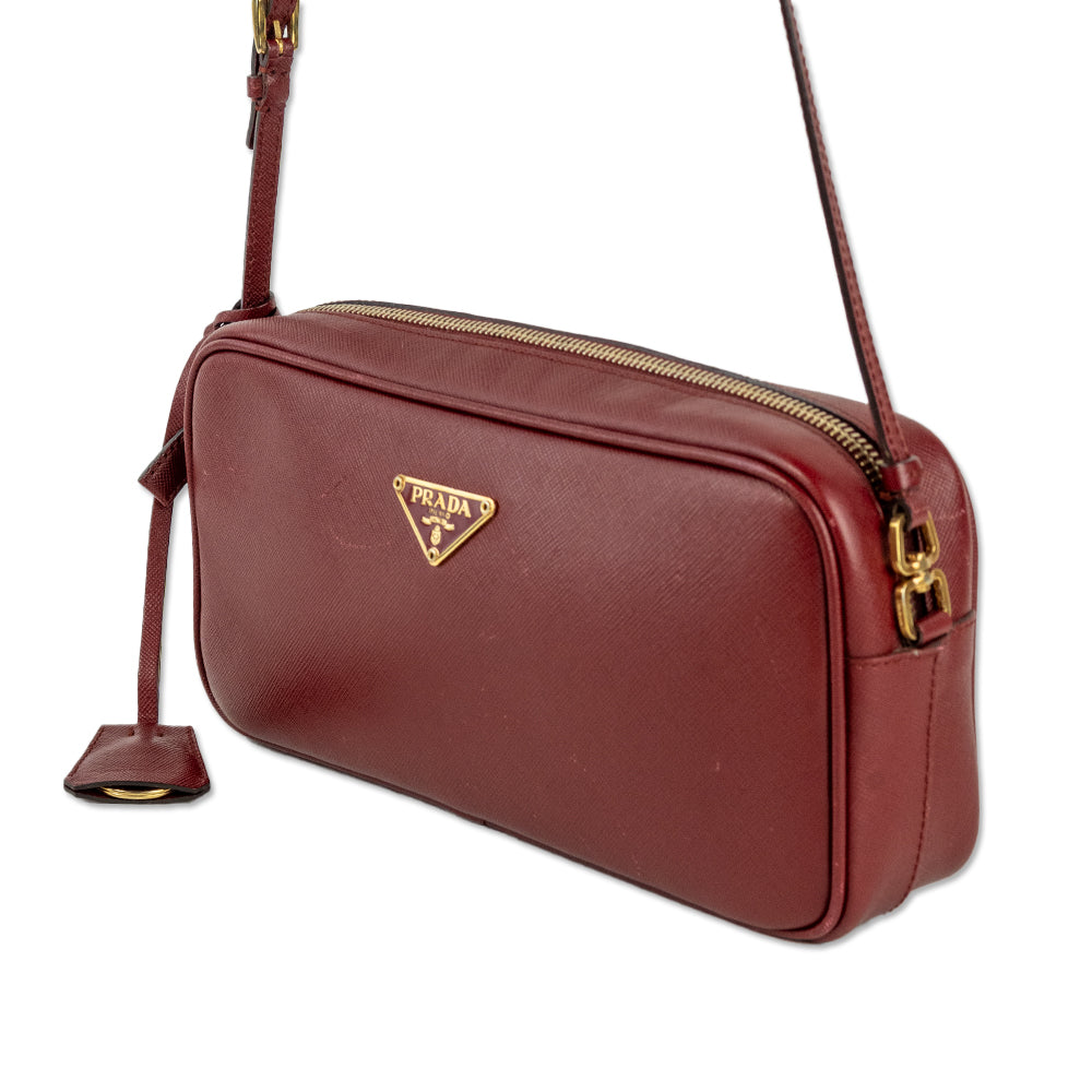 Prada Saffiano Lux Red Mini Camera Bag