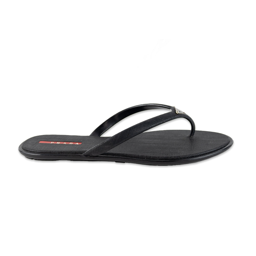 Prada Sport Black Rubber Thong Flip Flops