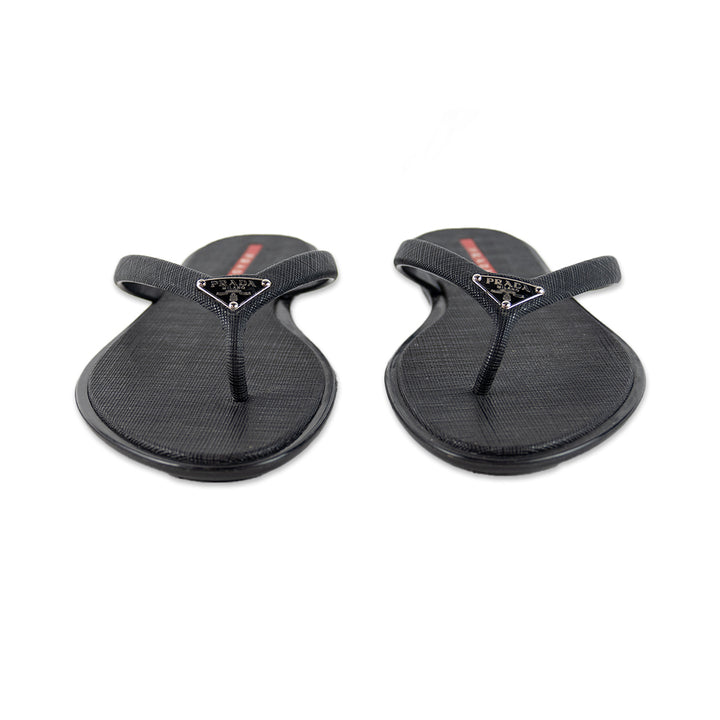 Prada Sport Black Rubber Thong Flip Flops