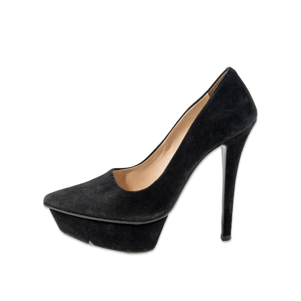 Prada Suede Pointed Toe Platform Pumps