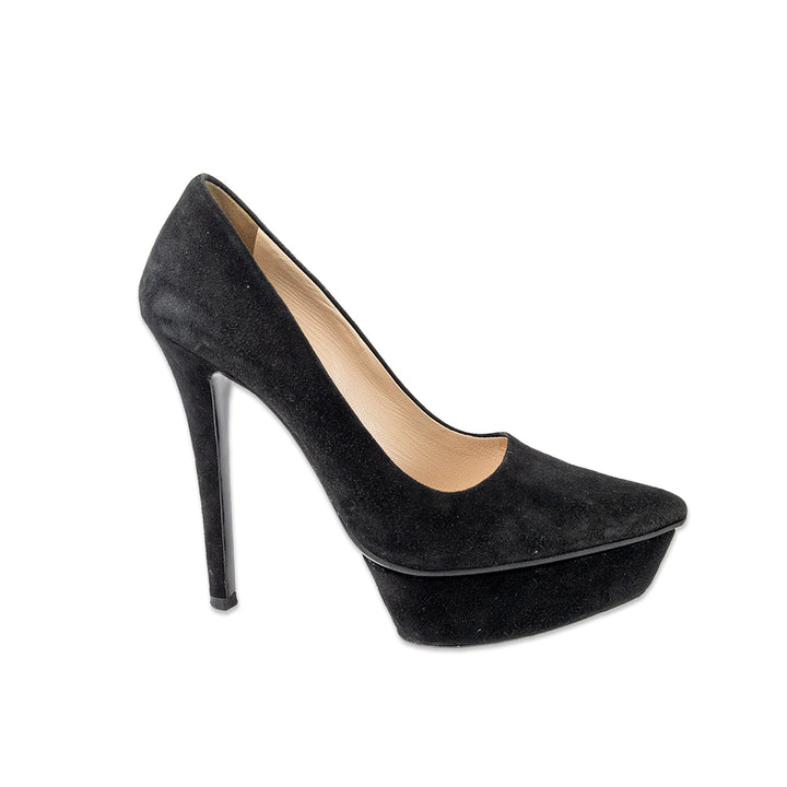 Prada Suede Pointed Toe Platform Pumps