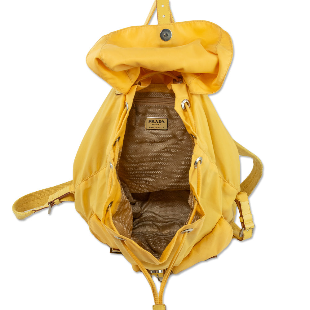 Prada Yellow Nylon Drawstring Backpack