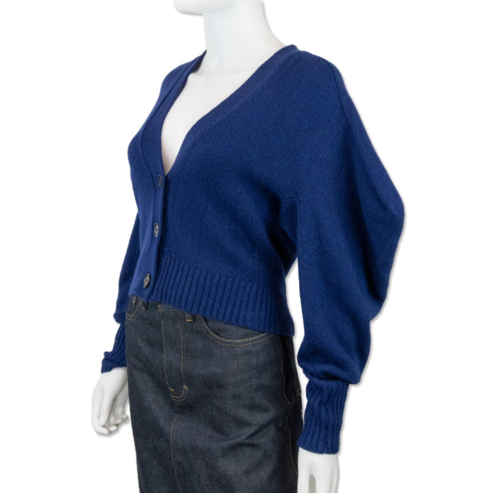 Proenza Schouler Blue Puff Shoulder Cashmere Cardigan