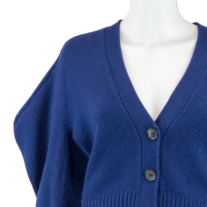 Proenza Schouler Blue Puff Shoulder Cashmere Cardigan