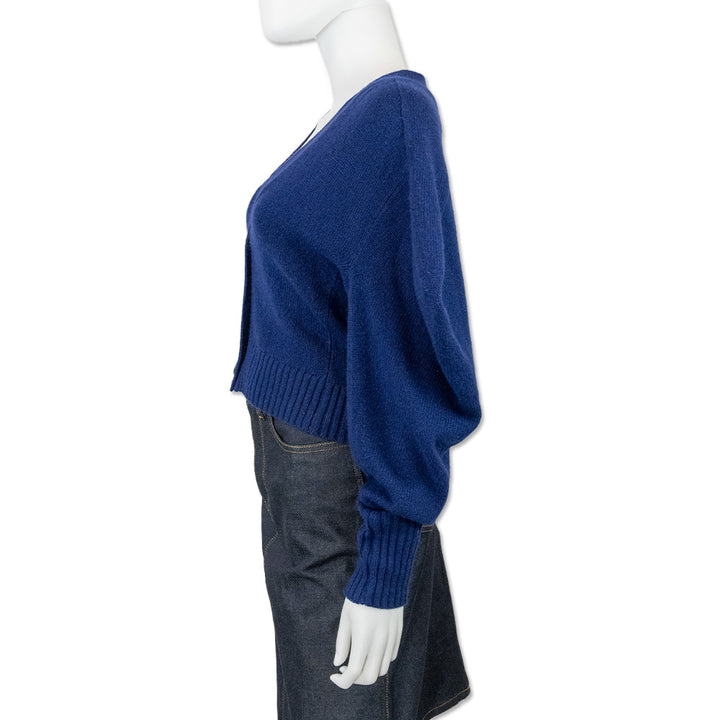 Proenza Schouler Blue Puff Shoulder Cashmere Cardigan