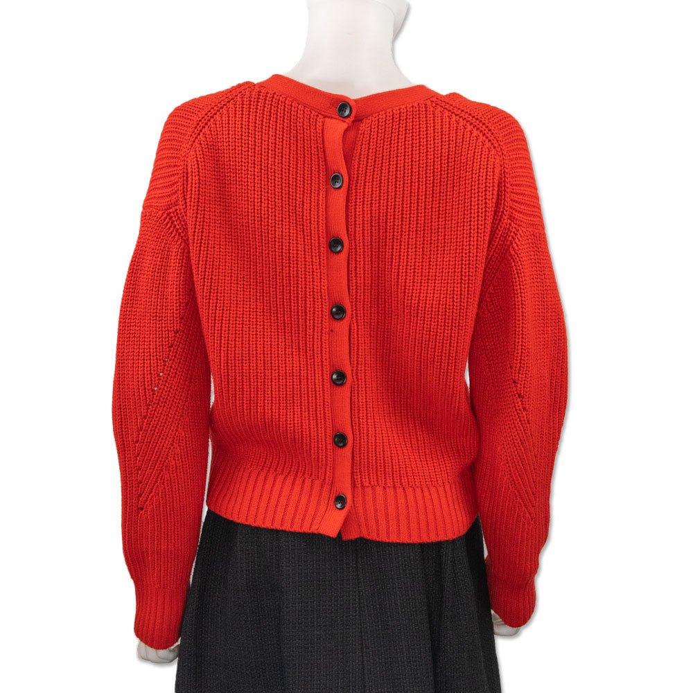 Proenza Schouler White Label Red Chunky Knit Cardigan