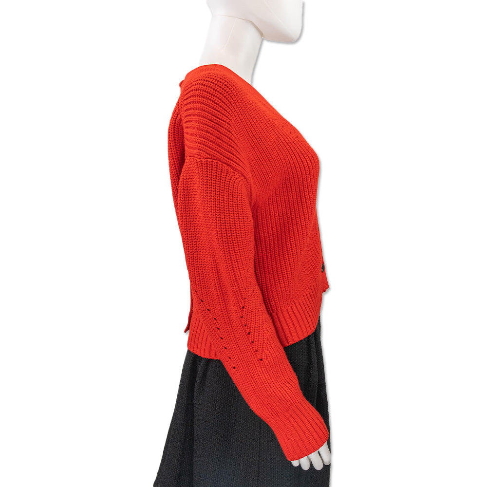 Proenza Schouler White Label Red Chunky Knit Cardigan