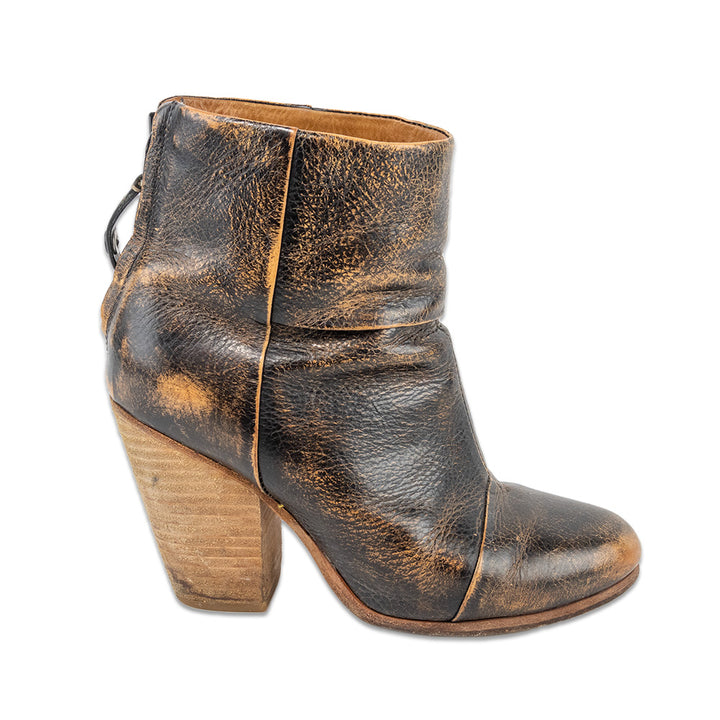 Rag 
Bone Newbury Distressed Brown Leather Ankle Booties