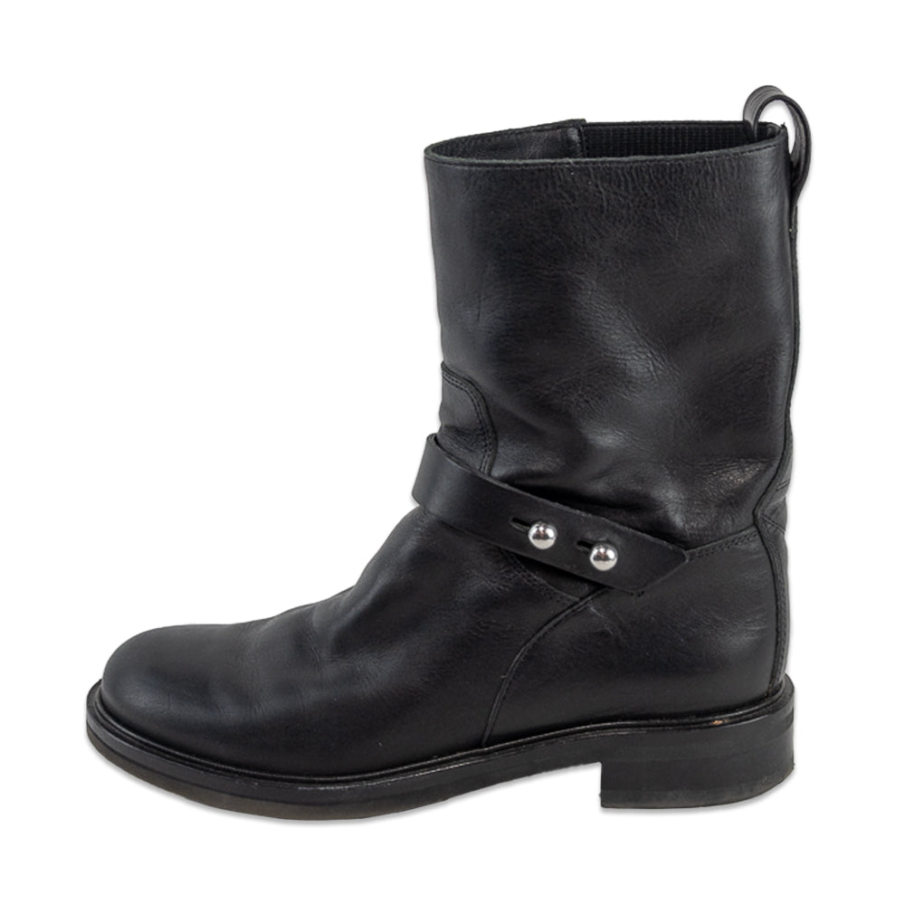 Rag 
Bone Slayton Black Burnished Leather Moto Boot