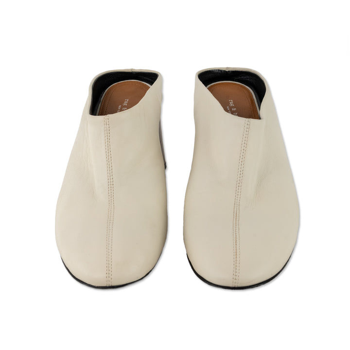 Rag 
Bone White Leather Round Toe Mules