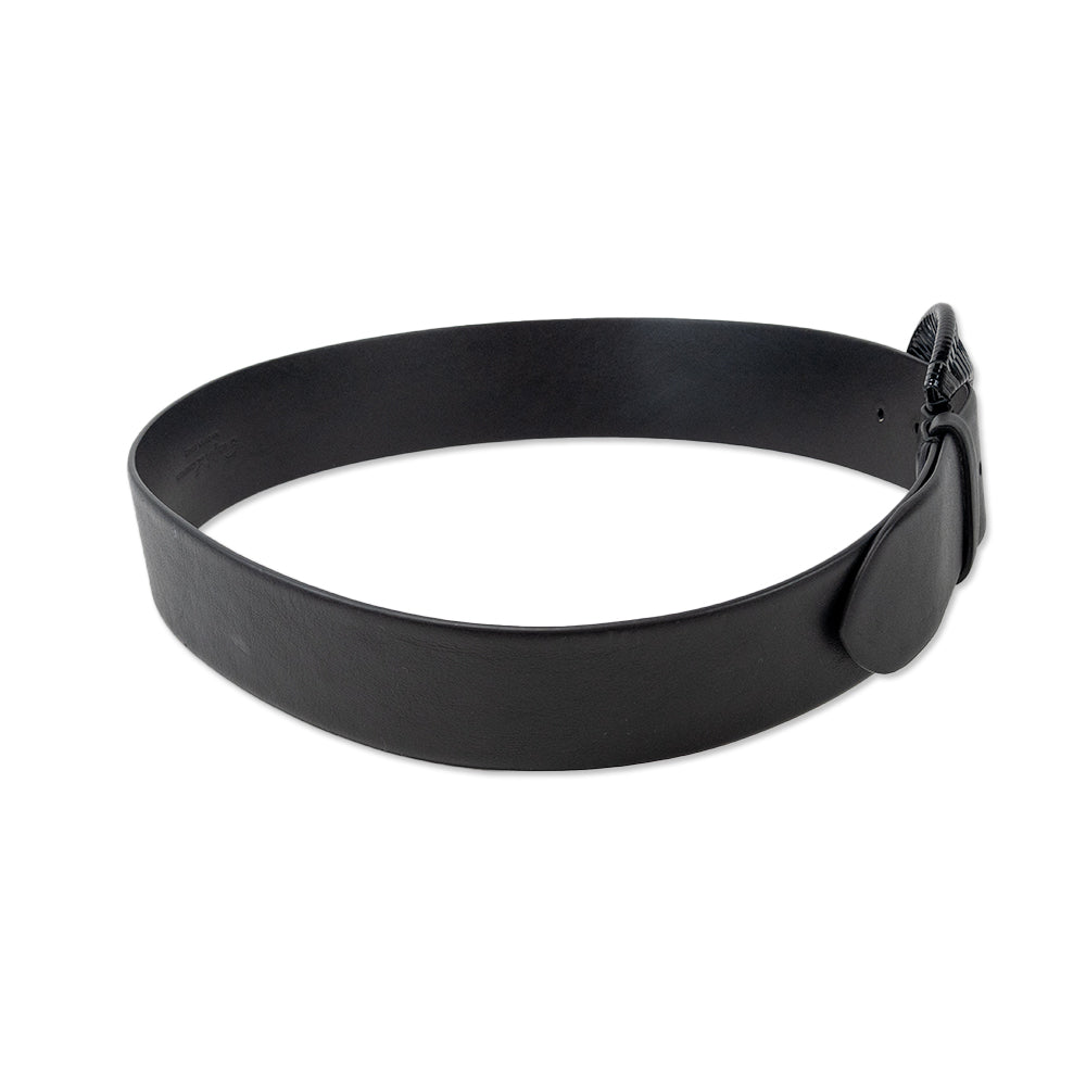 Ralph Lauren Black Leather Woven Buckle Belt