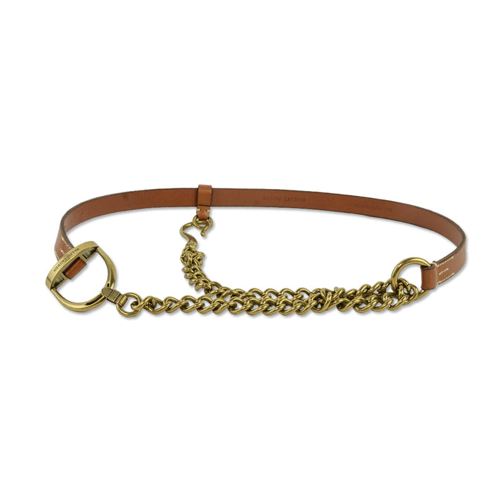 Ralph Lauren Brown Leather Vachetta Equestrian-Chain Belt