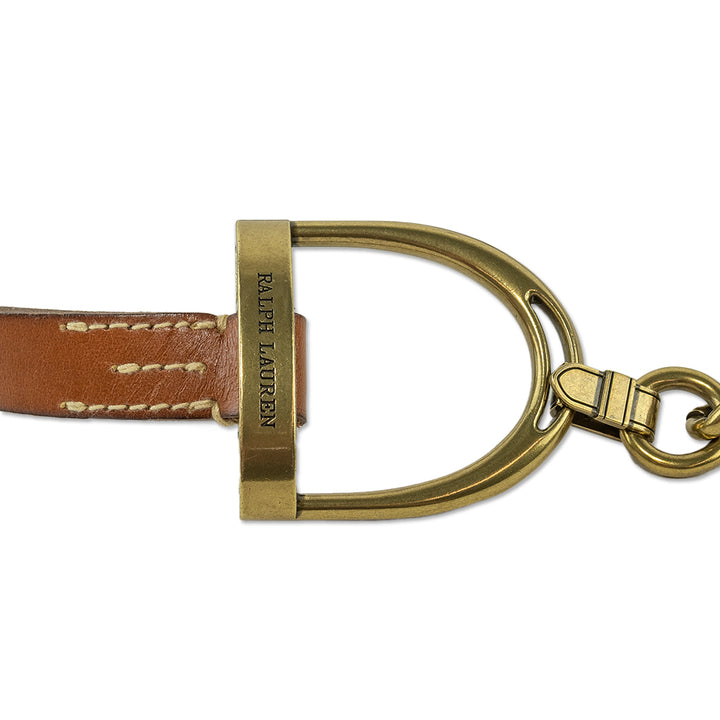 Ralph Lauren Brown Leather Vachetta Equestrian-Chain Belt