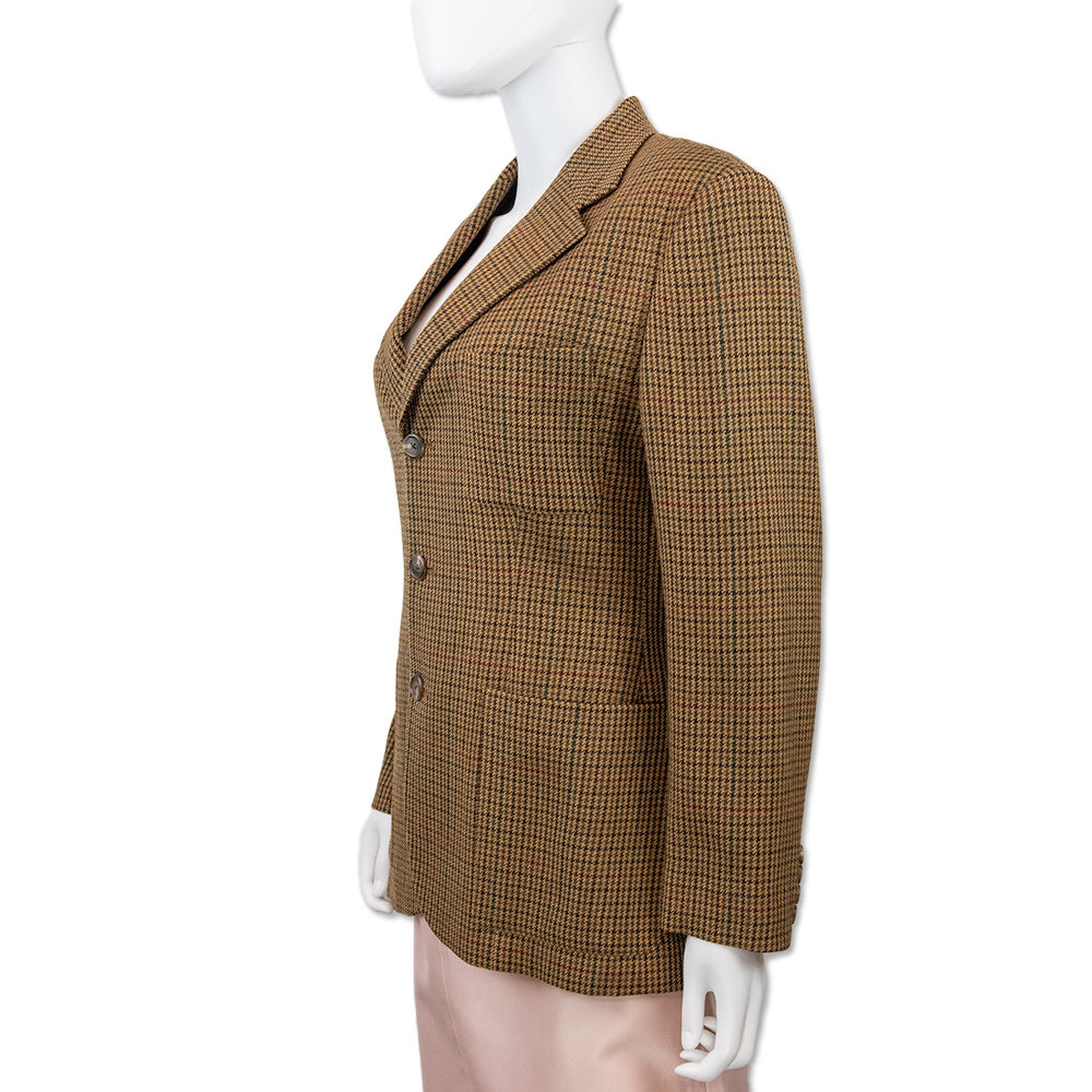 Ralph Lauren Collection Brown Houndstooth Tweed Blazer