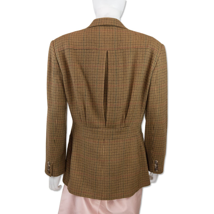 Ralph Lauren Collection Brown Houndstooth Tweed Blazer