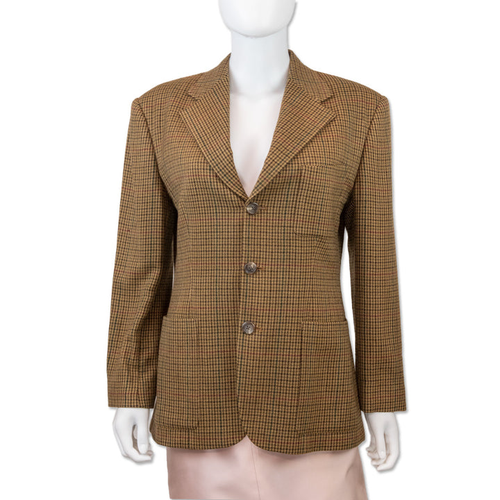 Ralph Lauren Collection Brown Houndstooth Tweed Blazer