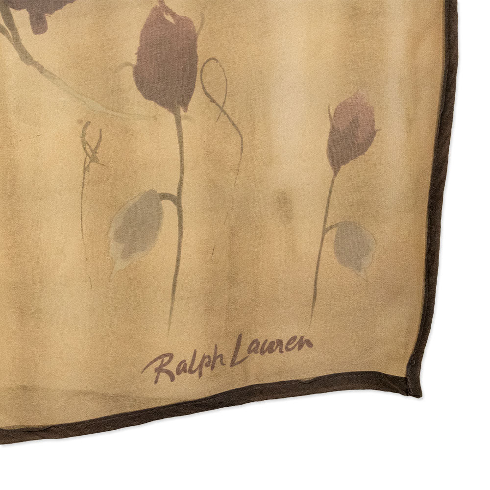 Ralph Lauren Earth Toned Water Color Floral Printed Scarf