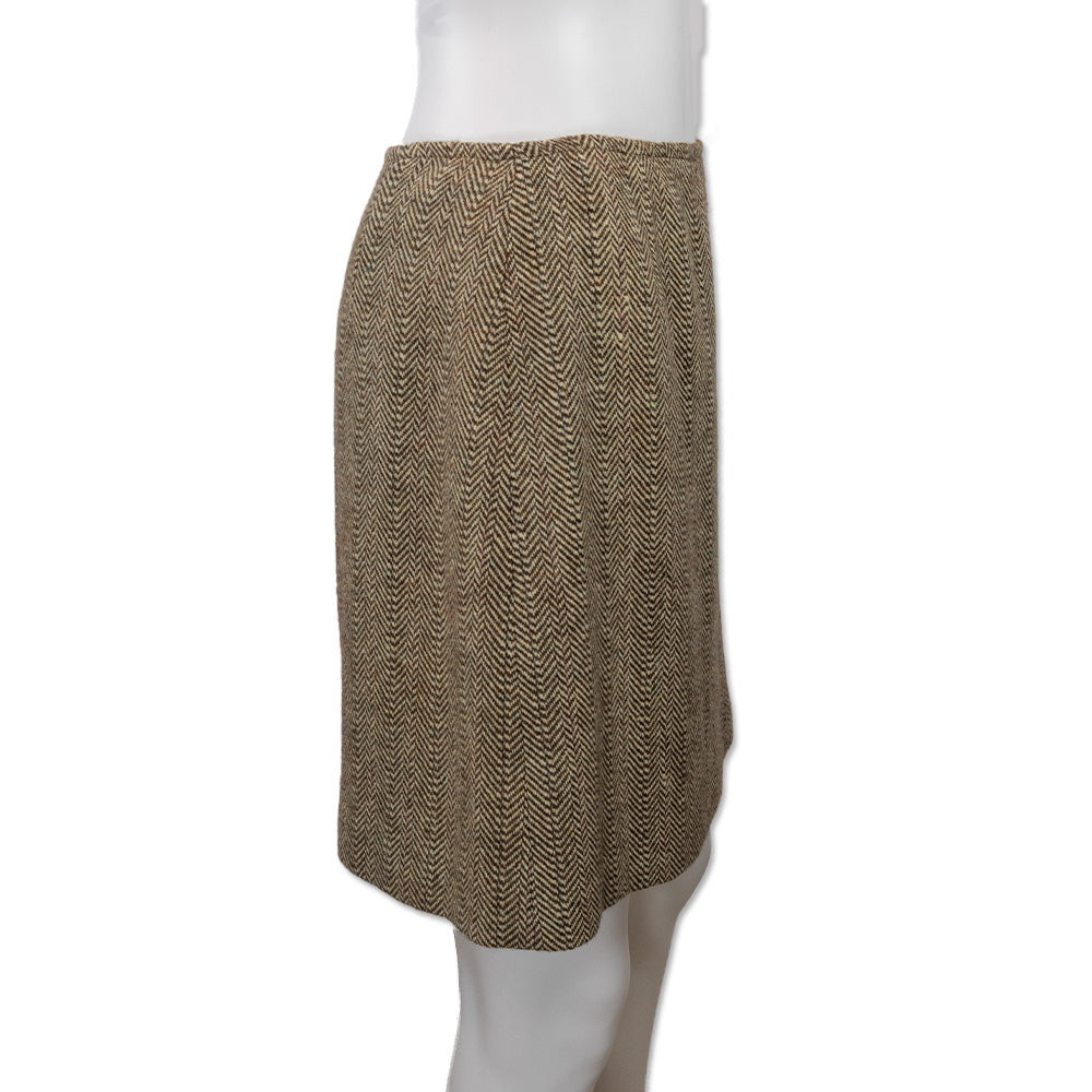 Ralph Ralph Lauren Beige Chevron Wool Mini Skirt