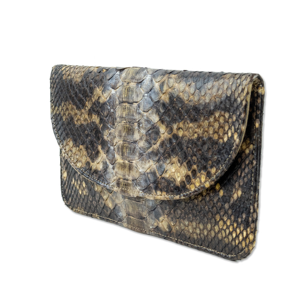 Rasheda Faux Snakeskin Clutch