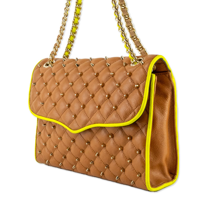 Rebecca Minkoff Quilted Leather Shoulder Bag with Gold Studs