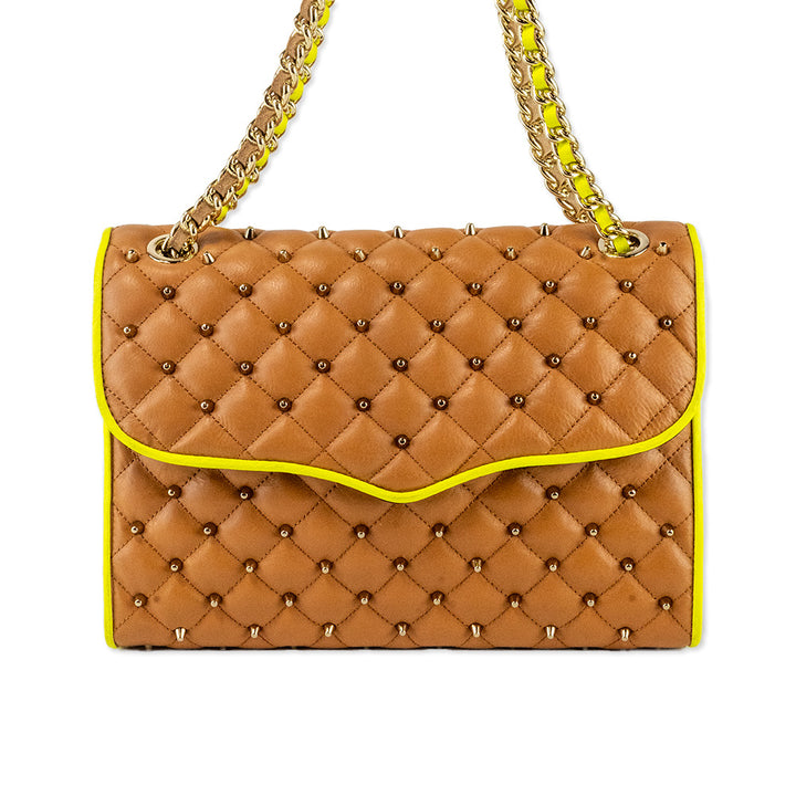 Rebecca Minkoff Quilted Leather Shoulder Bag with Gold Studs