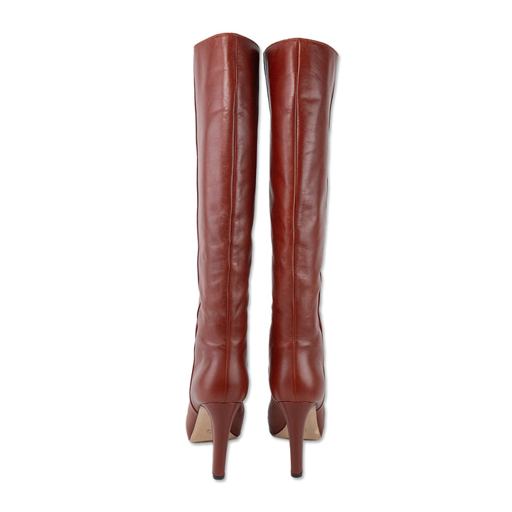 Gianvito Rossi Burnt Orange Leather Knee High Boots