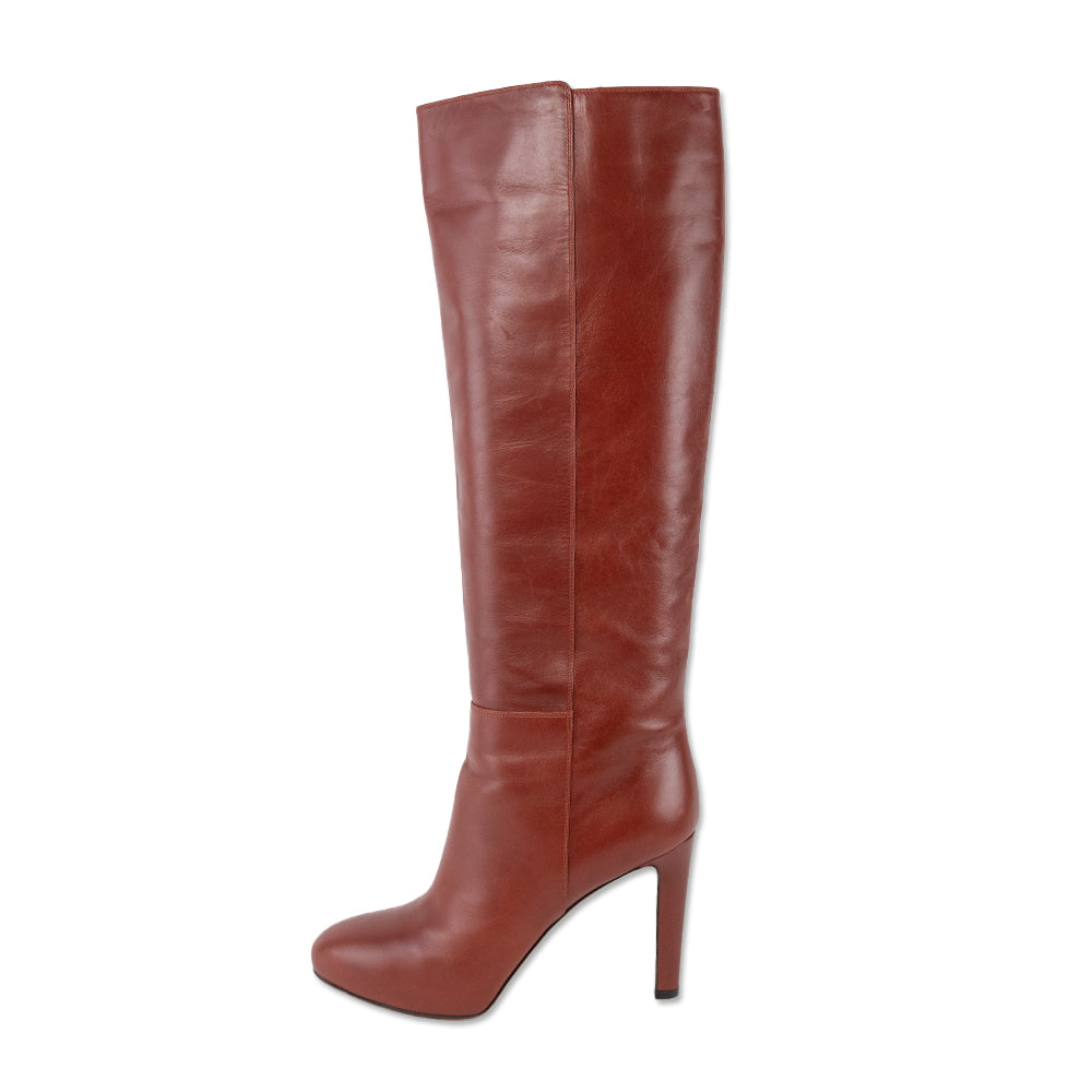 Gianvito Rossi Burnt Orange Leather Knee High Boots