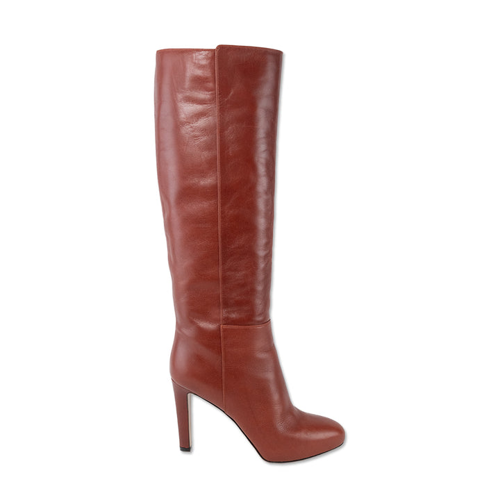 Gianvito Rossi Burnt Orange Leather Knee High Boots