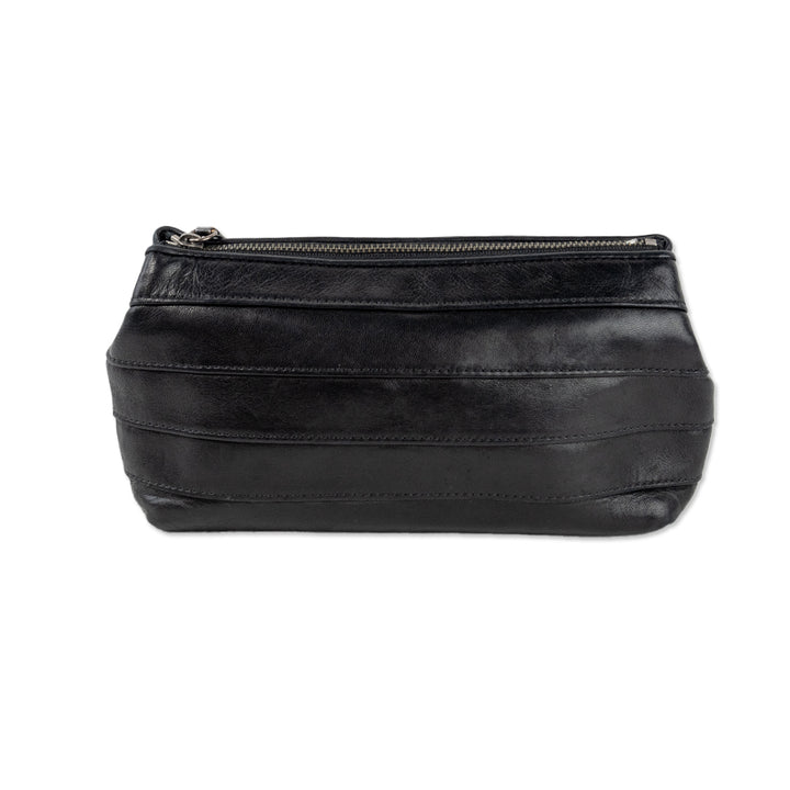 Reed Krakoff Black Stripped Leather Zip Pouch