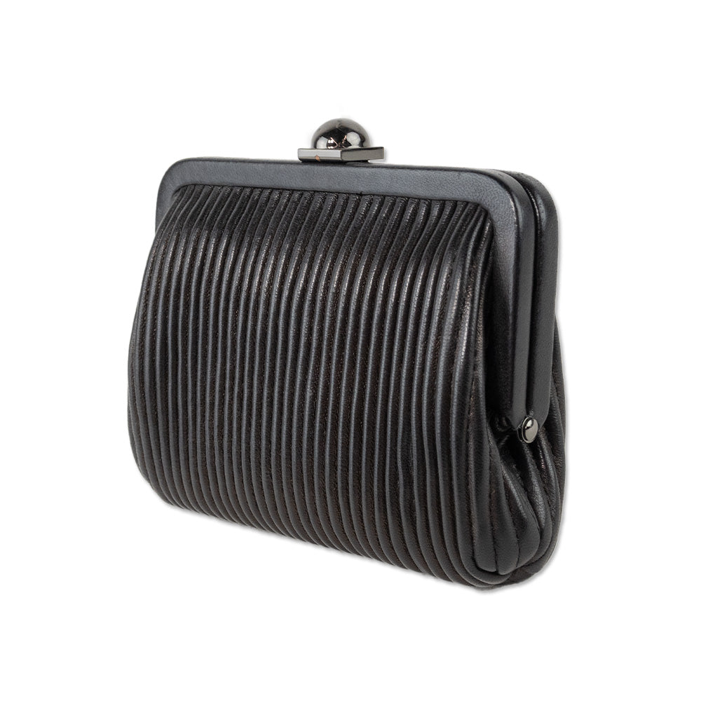 Reed Krakoff Pleated Black Leather Coin Purse