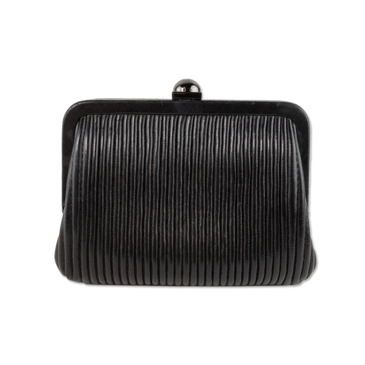 Reed Krakoff Pleated Black Leather Coin Purse