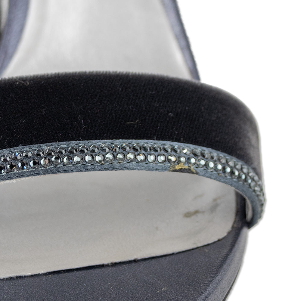 René Caovilla Dark Grey Velvet/Satin Graphite Sandal