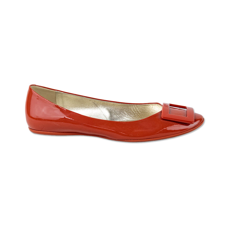 Rodger Vivier Burnt Orange Patent Leather Flat