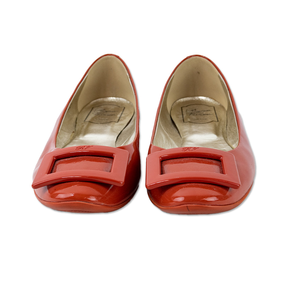 Rodger Vivier Burnt Orange Patent Leather Flat