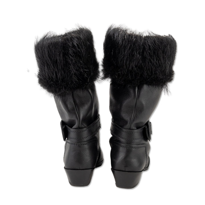 Roger Vivier Black Leather Pony Hair Cuff Boot