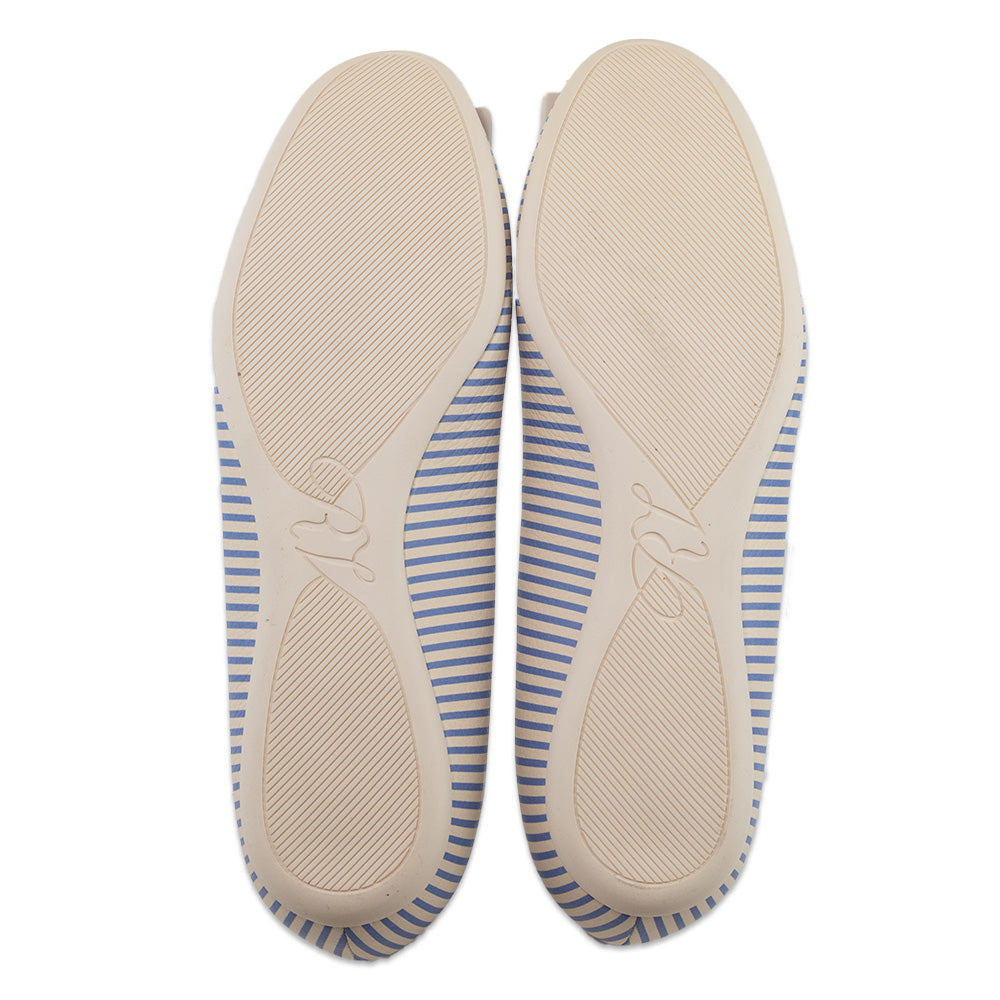 Roger Vivier White/Blue Striped Gommette Ballerina Flats