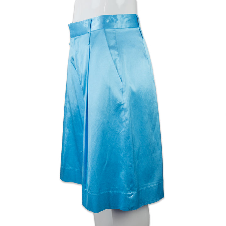 Staud High Waisted Blue Satin Shorts