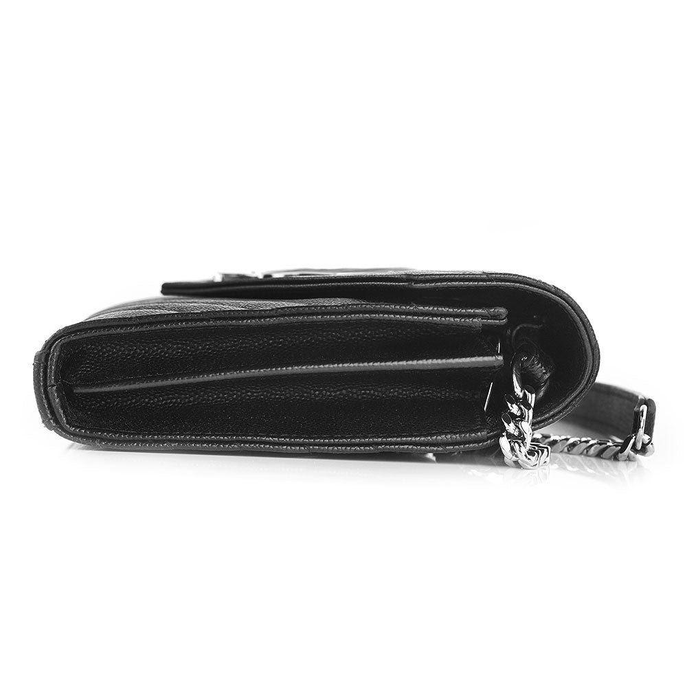 Saint Laurent YSL Black Envelope Wallet on Chain