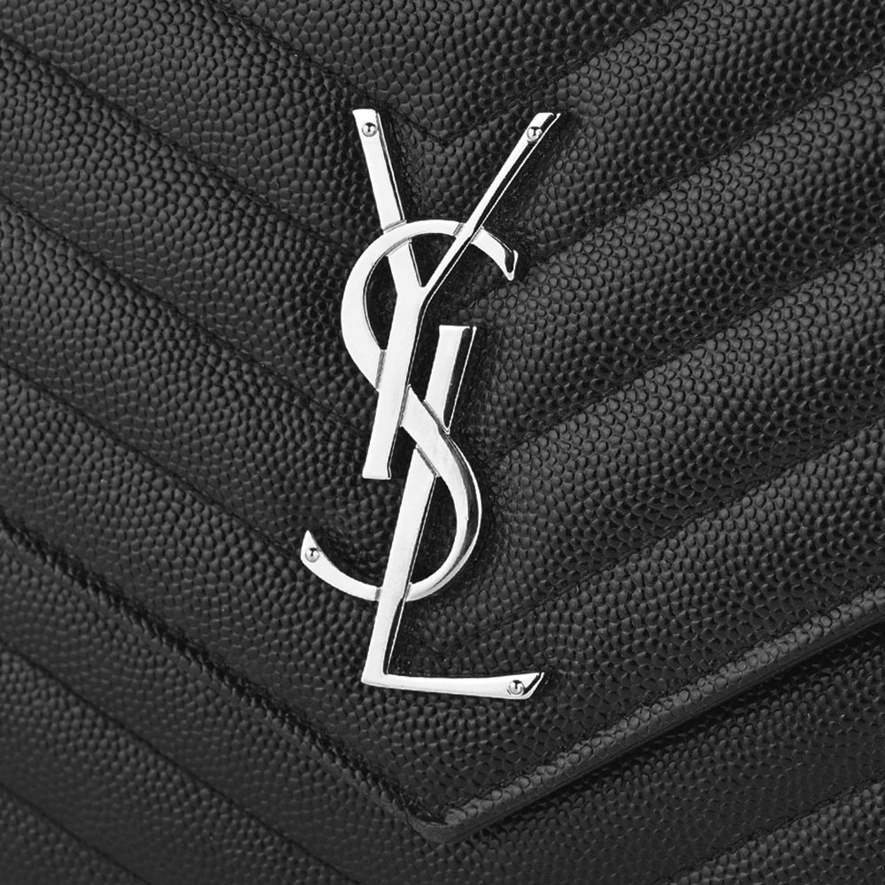 Saint Laurent YSL Black Envelope Wallet on Chain