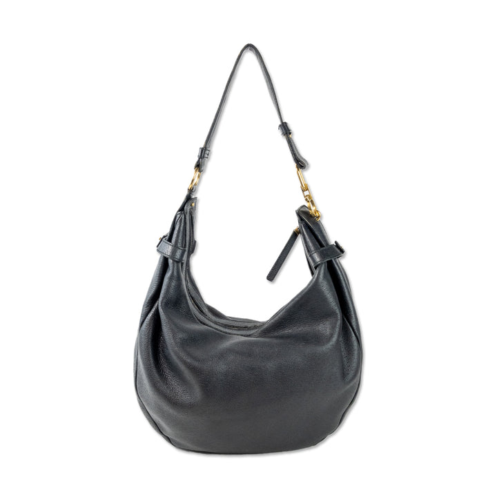 Salvatore Ferragamo Black Leather Hobo Bag