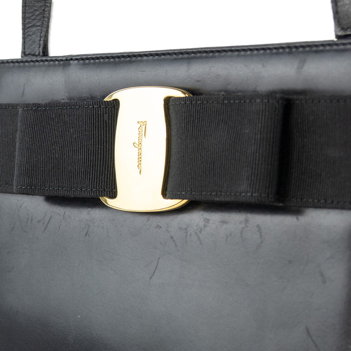 Salvatore Ferragamo Black Leather Vara Bow Bag