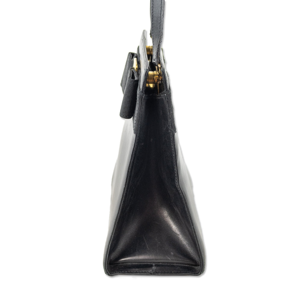 Salvatore Ferragamo Black Leather Vara Bow Bag