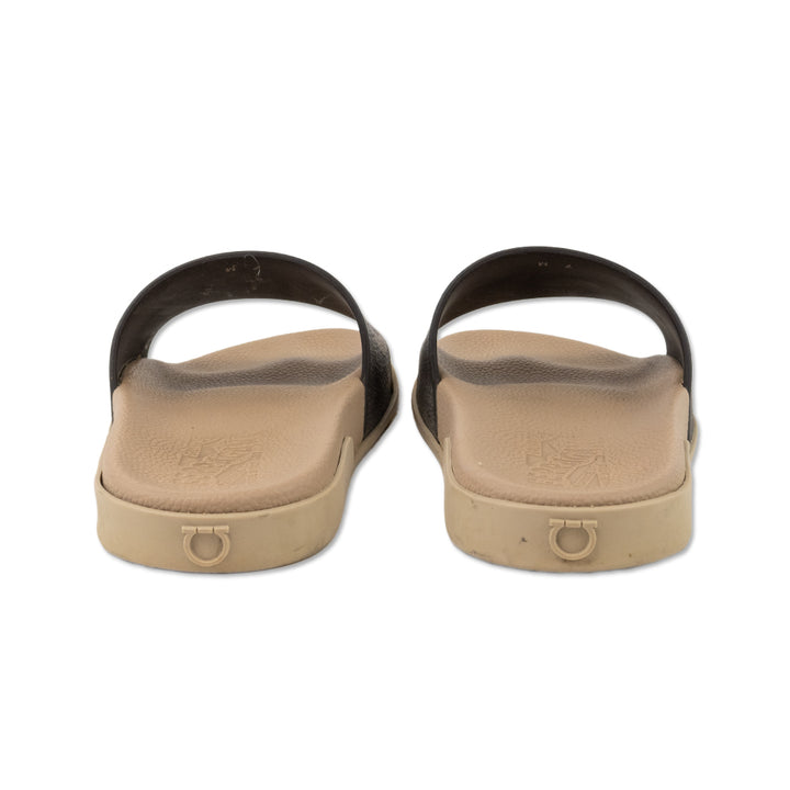 Salvatore Ferragamo Brown Logo Rubber Slides