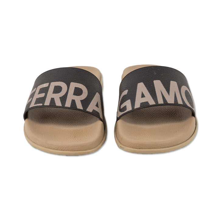 Salvatore Ferragamo Brown Logo Rubber Slides