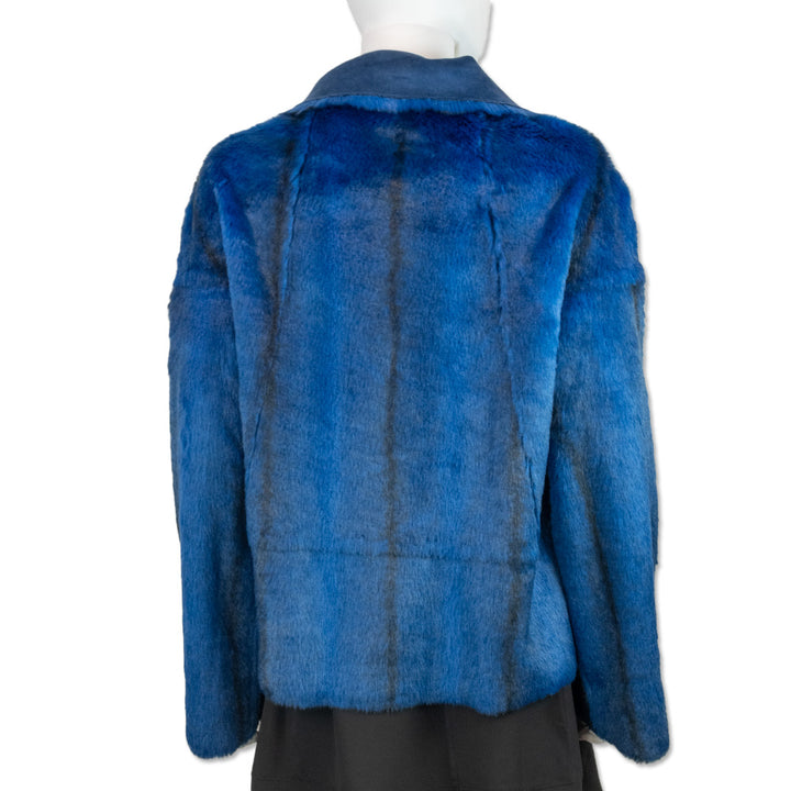 Save The Queen Blue Faux Fur Coat