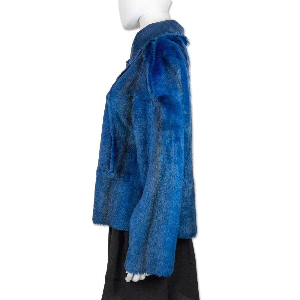 Save The Queen Blue Faux Fur Coat