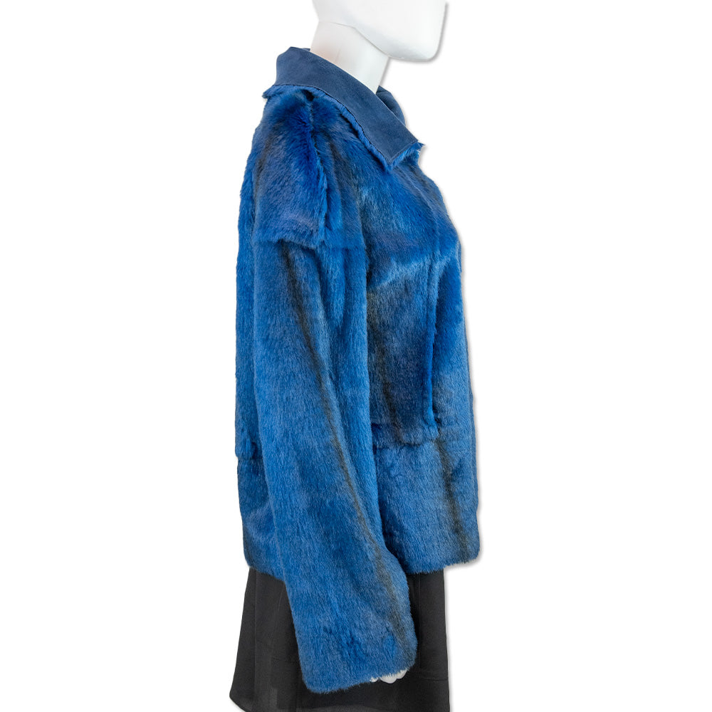 Save The Queen Blue Faux Fur Coat