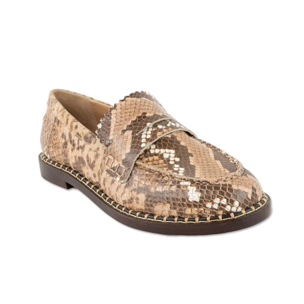 Schutz Christie Snakeskin Embossed Penny Loafers