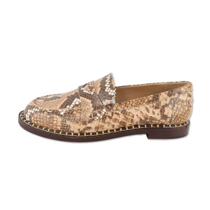 Schutz Christie Snakeskin Embossed Penny Loafers